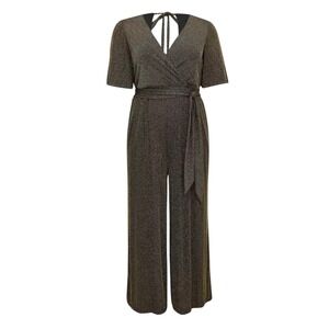 Torrid Black & Gold Shimmer Surplice Jumpsuit, Size 2 (2X/18-20), Holiday Party